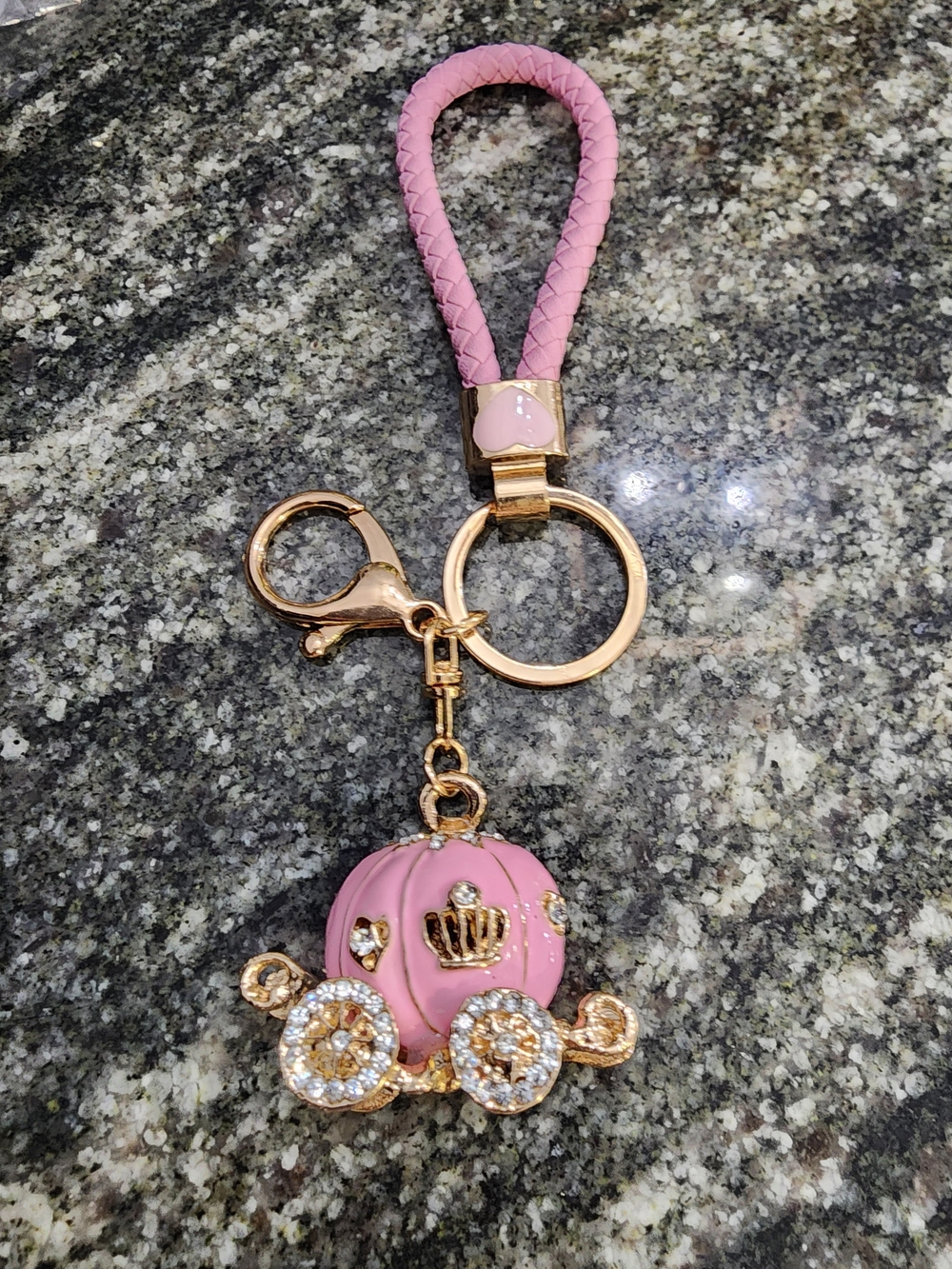 Pink Crown Carriage Keychain
